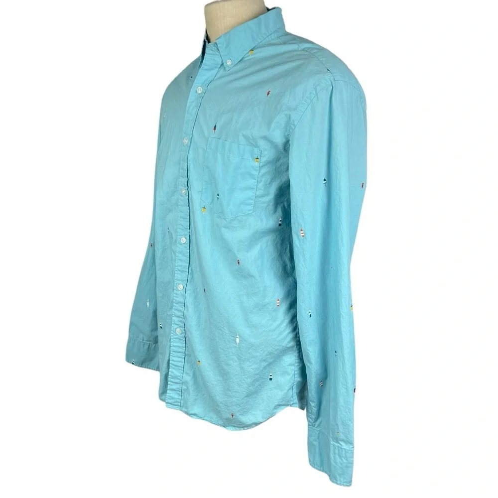 J. Crew Blue Classic Flex Oxford Long Sleeve Button Up Shirt Mens Size L‎